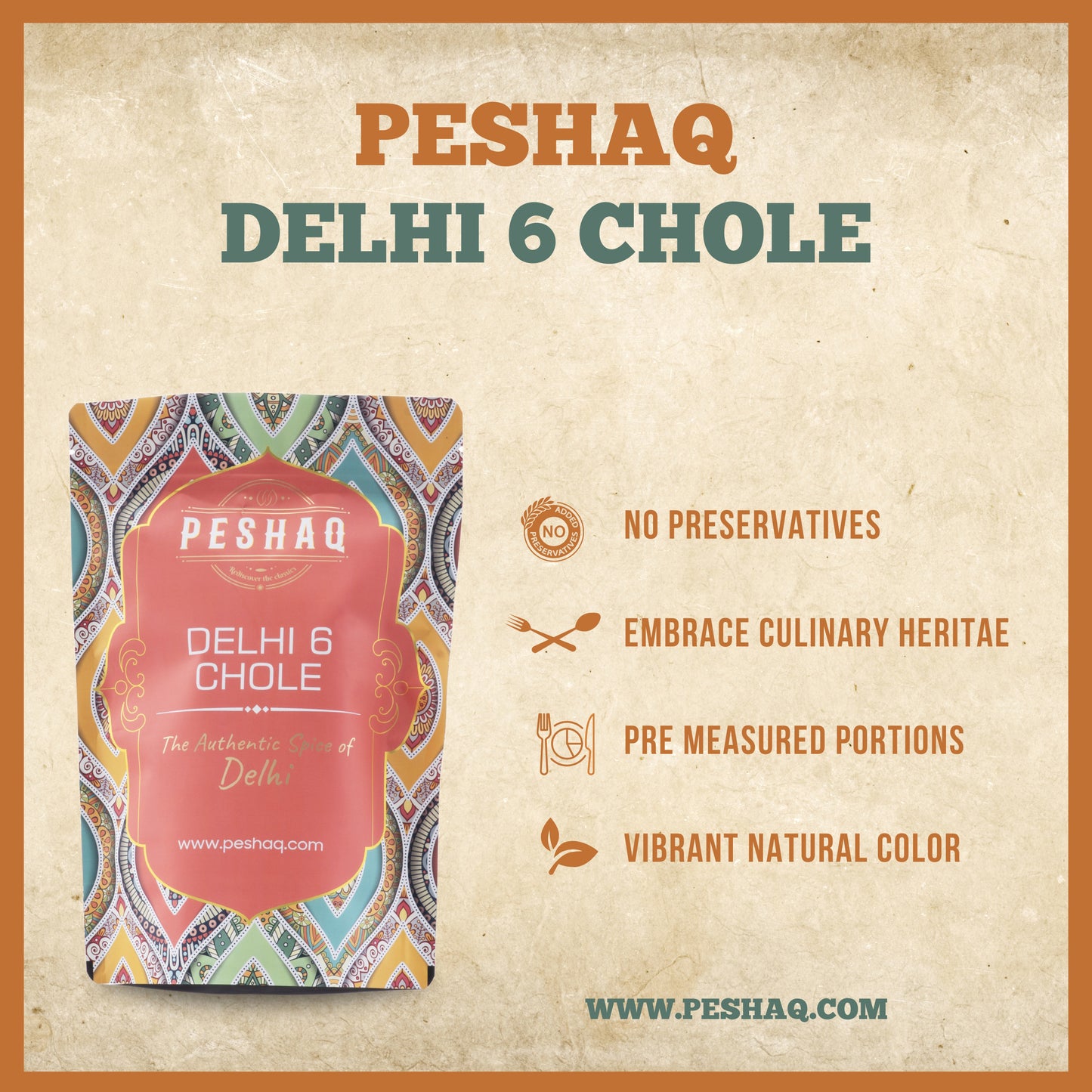 PESHAQ's Original Delhi 6 Chole Masala Paste (Raw, Not Curry Paste) | 2 Sachets – Serves 4–6