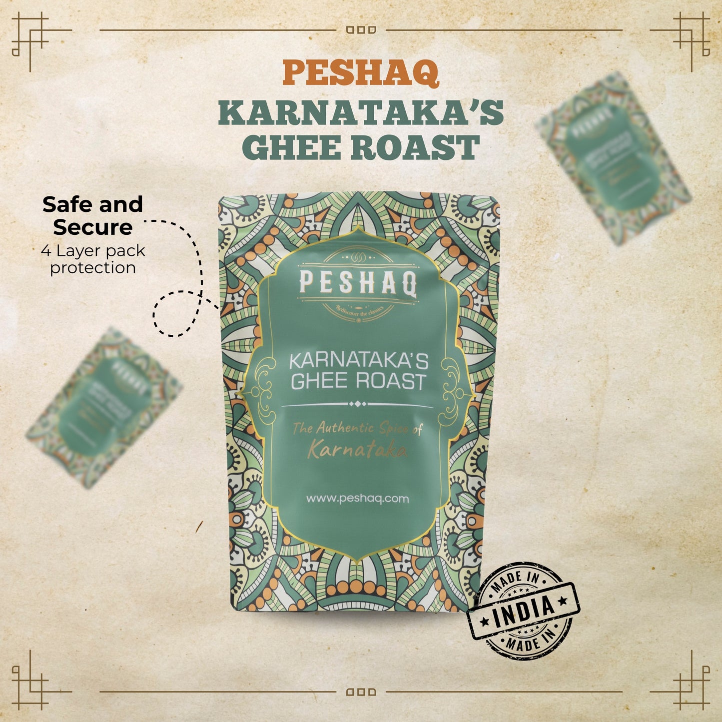 PESHAQ's Original Karnataka Ghee Roast Masala Paste (Raw, Not Curry Paste) | 2 Sachets – Serves 4–6