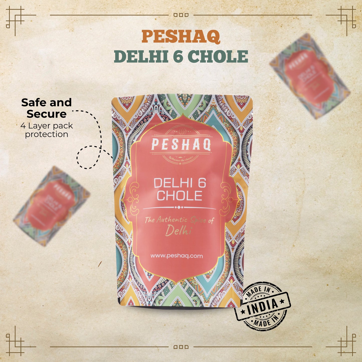 PESHAQ's Original Delhi 6 Chole Masala Paste (Raw, Not Curry Paste) | 2 Sachets – Serves 4–6