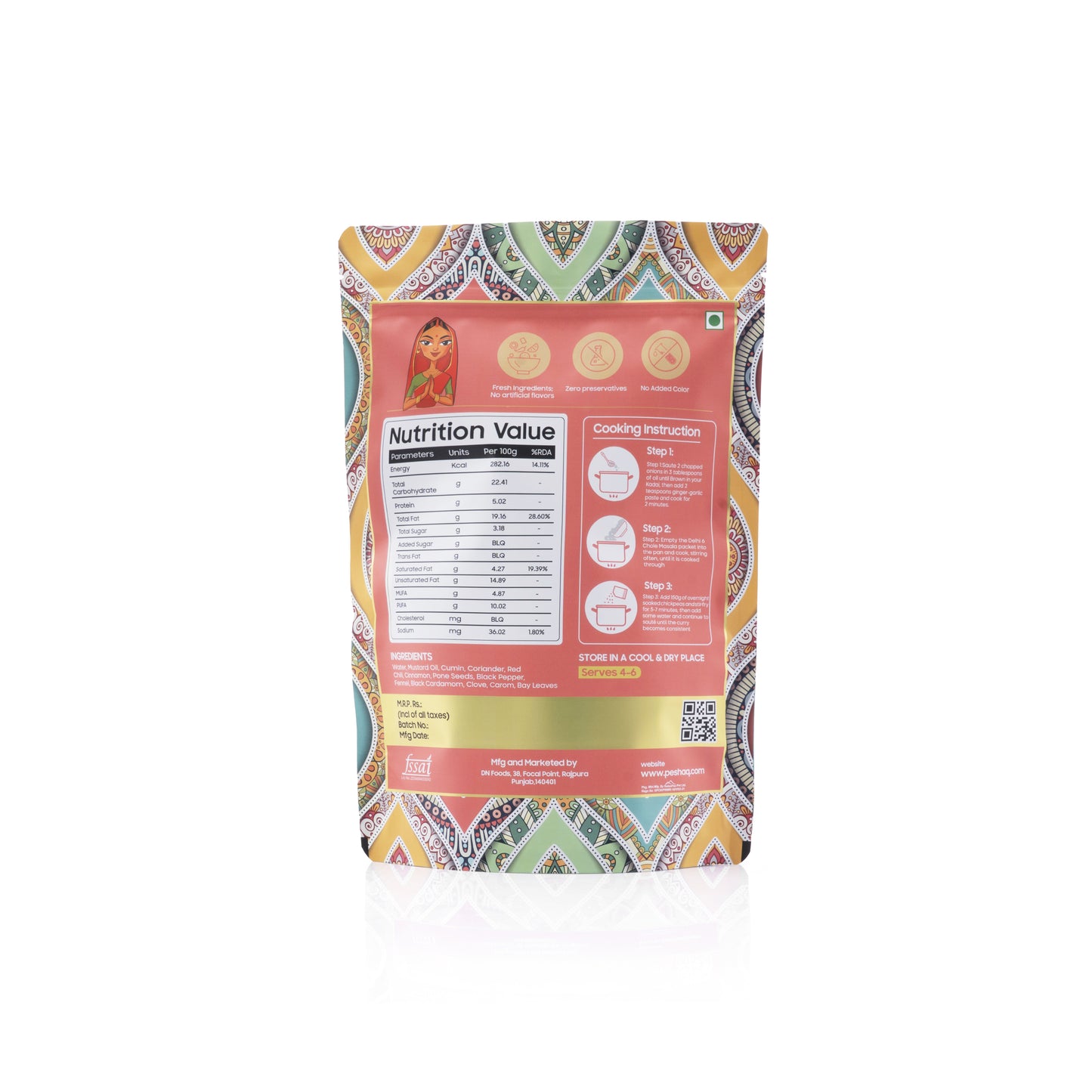 PESHAQ's Original Delhi 6 Chole Masala Paste (Raw, Not Curry Paste) | 2 Sachets – Serves 4–6