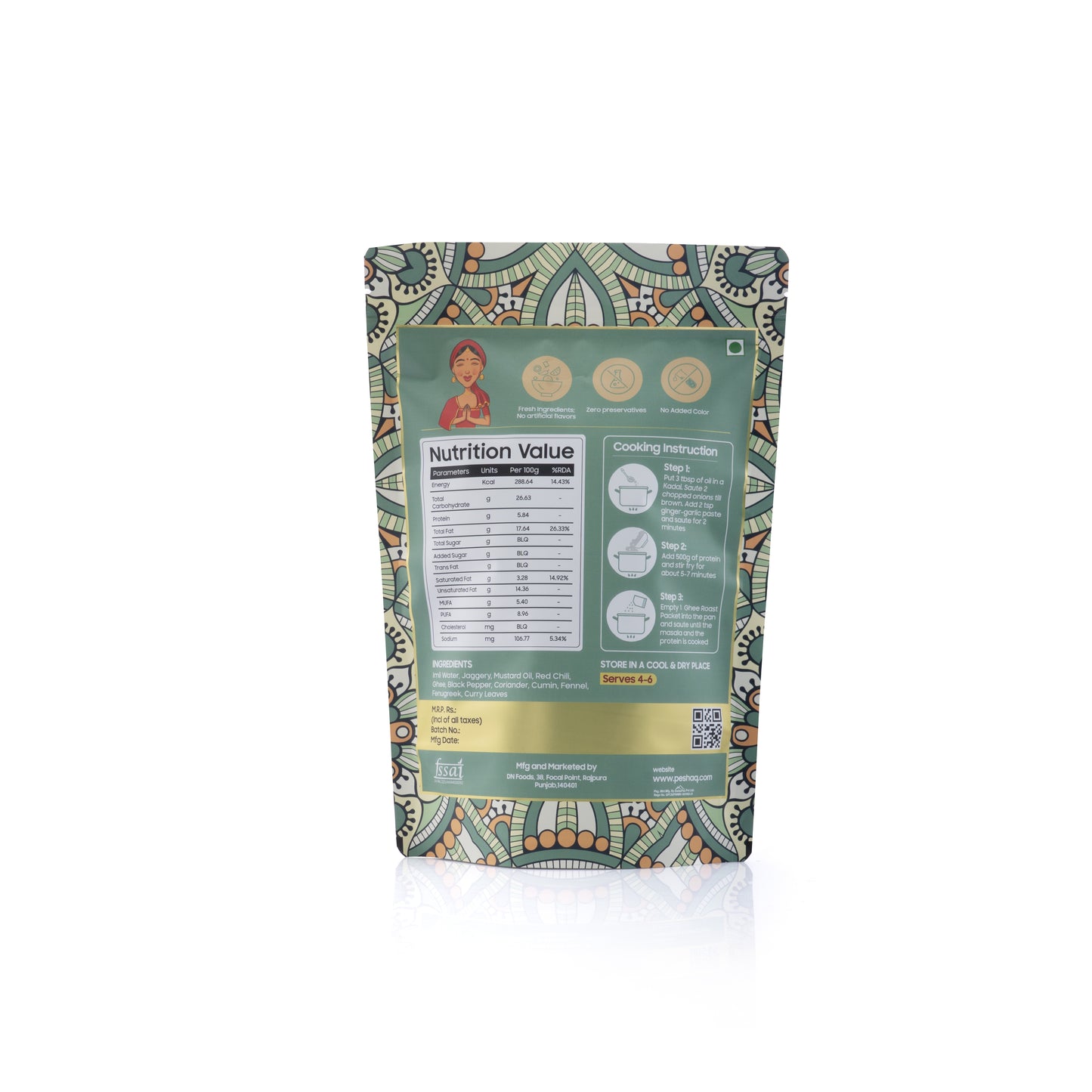 PESHAQ's Original Karnataka Ghee Roast Masala Paste (Raw, Not Curry Paste) | 2 Sachets – Serves 4–6