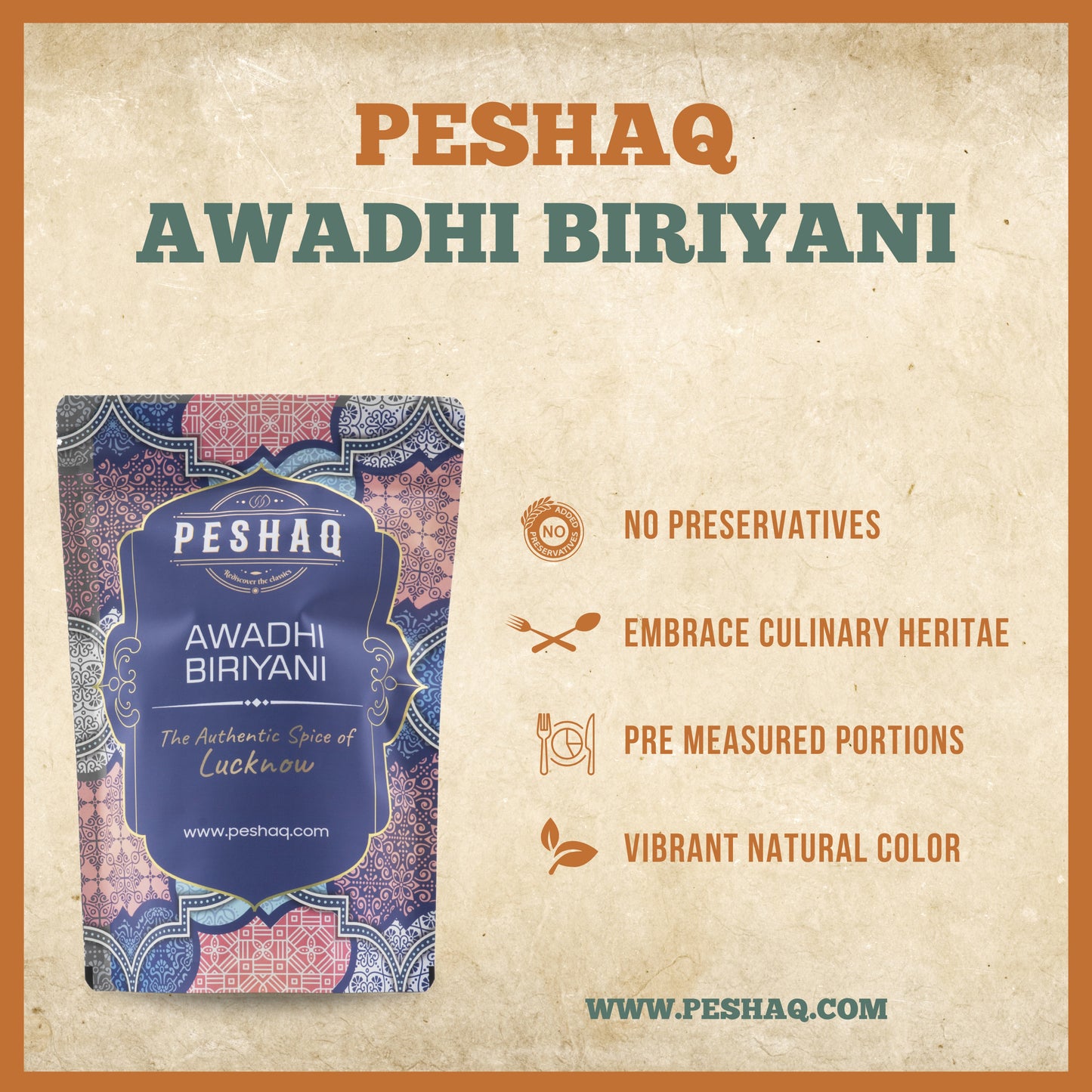 PESHAQ's Original Awadhi Biriyani Masala Paste (Raw, Not Curry Paste) | 2 Sachets – Serves 4–6
