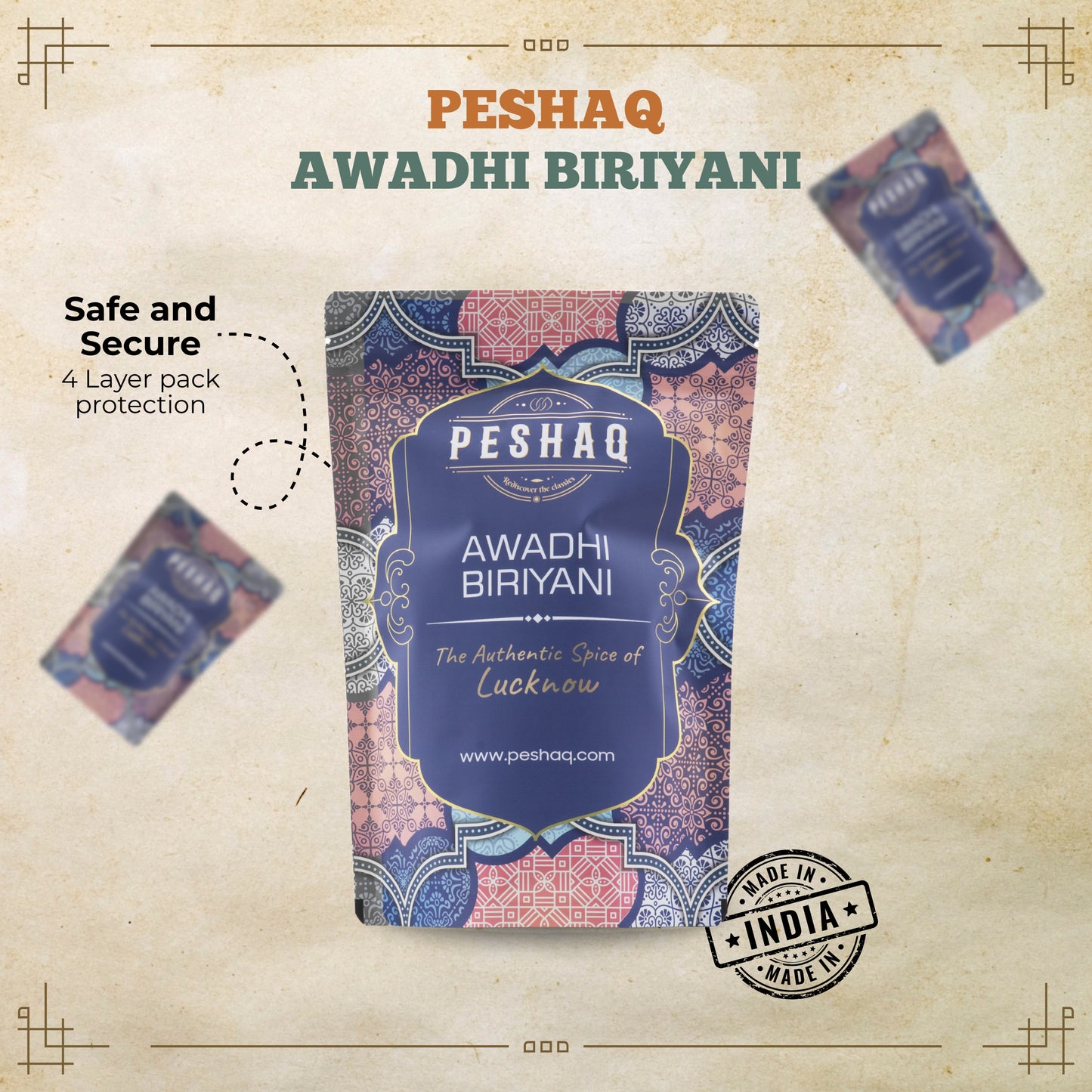 PESHAQ's Original Awadhi Biriyani Masala Paste (Raw, Not Curry Paste) | 2 Sachets – Serves 4–6