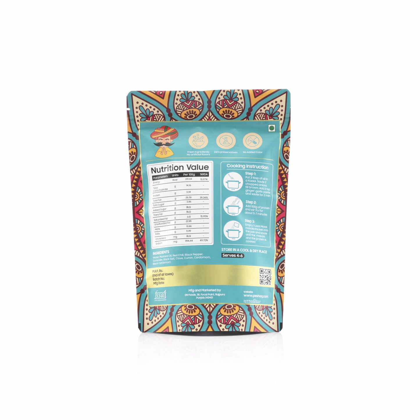 PESHAQ's Original Laal Maas Masala Paste (Raw, Not Curry Paste) | 2 Sachets – Serves 4–6